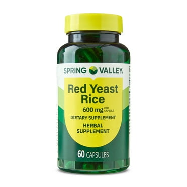 Spring Valley Red Yeast Rice Dietary Supplement Capsules, 600 mg, 60 Count