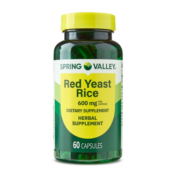 Spring Valley Red Yeast Rice Dietary Supplement Capsules, 600 mg, 60 Count