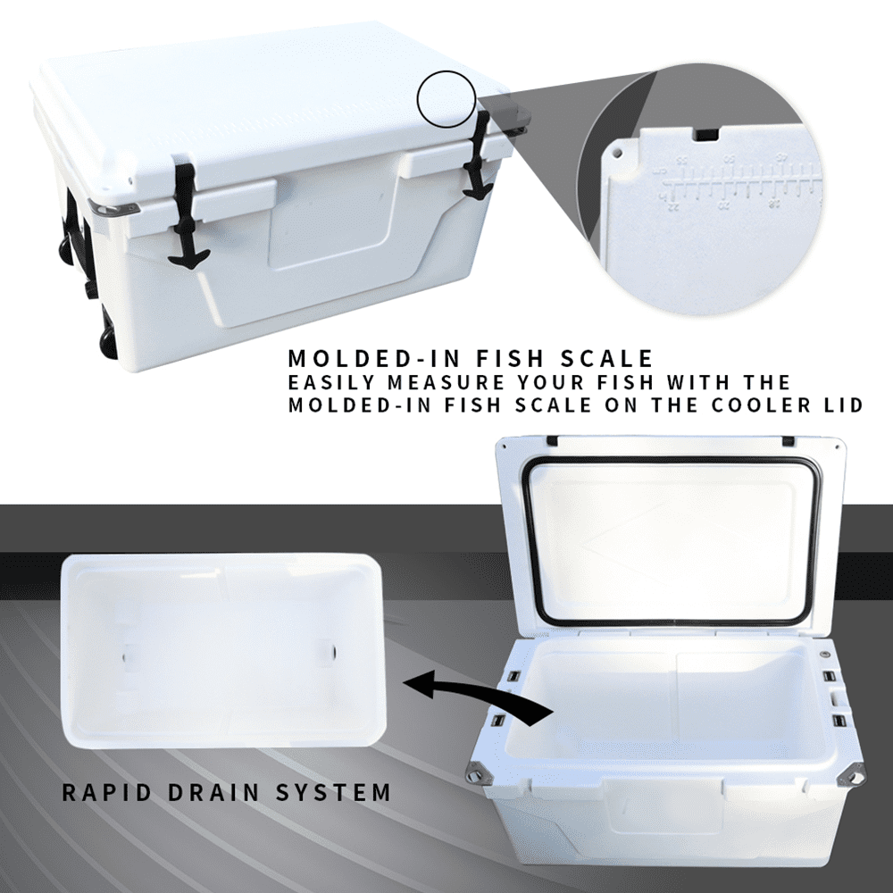 65QT Ice Cooler Box,Can Hold 54 Aluminum Cans,Insulation Refrigerator with  Handle,Portable Camping Ice Chest Box with 2 Wheels,400lbs Weight