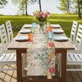 thumbnail image 4 of Table Runners 72 Inches Long Dress Scarves, Watercolor Floral Farmhouse Kitchen/Dining Table Runner, Coffee Tablerunners, Spring Roses Eucalyptus Leaf Plants Beige 14x72 Inch, 4 of 9