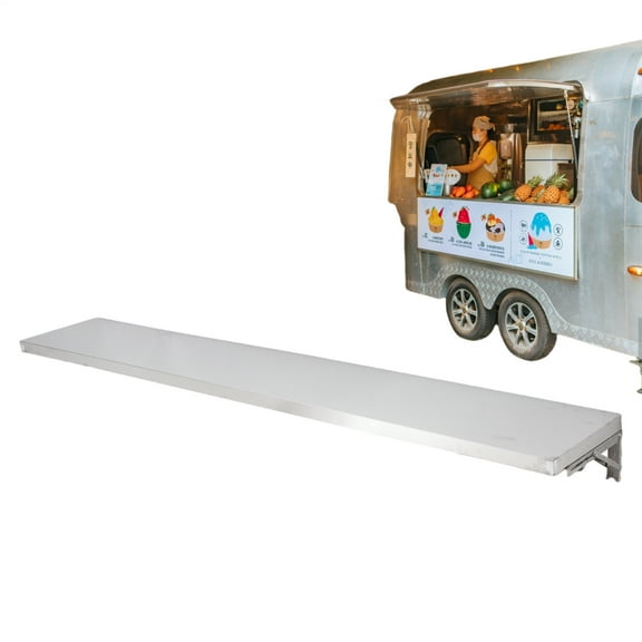 Concession Serving Shelf 47'' L x 12''W, Stainless Steel Food Prep Sur face, Folding Utility Shelf for Trailers Garages