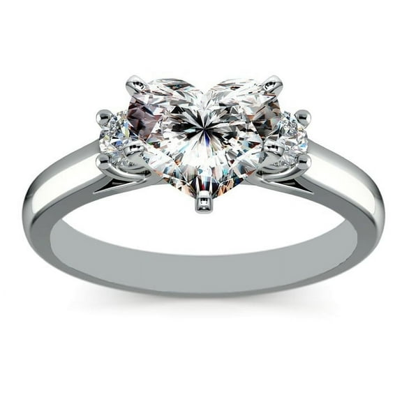 2.16 Ct Trendy Heart Shape 3-stone Moissanite Ring for Anniversary Gift Solid 14K White Gold Size 7 (D/VVS1) by Diamond-Capitals