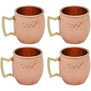 Buddha4all 2 Oz. Solid Copper Mini Moscow Mule Shot Mug Set Copper Hammered Shot Glass Set (4)