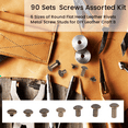 thumbnail image 6 of 90 Sets Chicago Screws Assorted Kit, 6 Sizes of Round Flat Head Leather Rivets Metal Screw Studs for DIY Craft B, 6 of 10