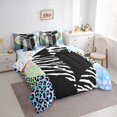 thumbnail image 3 of jejeloiu Abstract Loves Pattern 7 Pieces Bedding Comforter Set,Zebra Leopard Print Full Bedding Set,Modern Geometric Stripe Fitted Sheet Flat Sheet For Girls,Ultra Soft Home Decor Reversible, 3 of 8