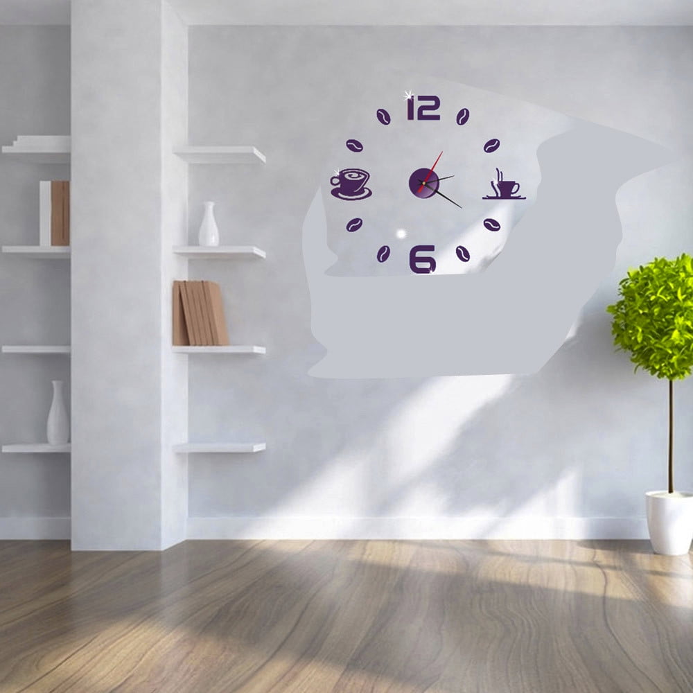 DIY Large Acrylic Wall Clock Modern 3D Mirror Surface Sticker Home Office Decor 