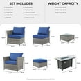 thumbnail image 2 of XIZZI 10 Pieces Outdoor Conversation Set Wicker Patio Furniture Set with Fire Pit Table,Blue, 2 of 11