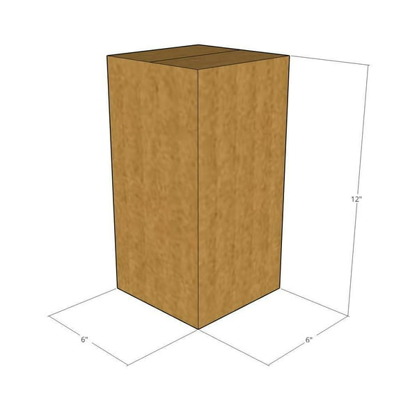 6x6x12 Kraft Brown Corrugated Shipping Boxes, 32 ECT Single-Wall, Qty 175