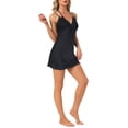 thumbnail image 4 of INSPIRE CHIC Women's Satin Nightgown Lace Up Halter See-through Lace Sexy Cheimise Silky Sleep Dress M Black, 4 of 6