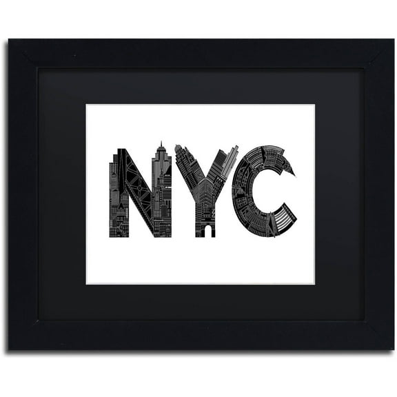 Trademark Fine Art 'NYC' Canvas Art by Robert Farkas, Black Matte, Black Frame