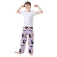 thumbnail image 2 of FORMRS Boys Pajama Pants with Pockets Size 6-8Y Kids Lounge Sleep Bottoms, Light Purple Halloween Black Cat, 2 of 8