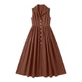 thumbnail image 4 of Gamivast Dresses for Women Sleeveless Button Front Shirt Dress Collared A-Line Maxi Dress with Pockets Casual Resort Vacation Beach Sundress Brown XXL, 4 of 6