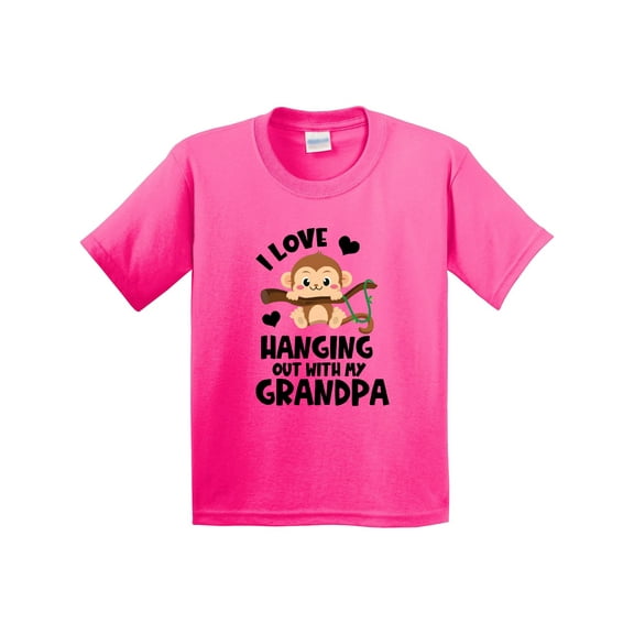 Inktastic Monkey I Love Hanging out with My Grandpa Youth T-Shirt