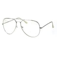 thumbnail image 2 of Trendy Oversized Officer Style Tear Drop Shape Metal Clear Lens Eyeglasses Shiny Silver, 2 of 4