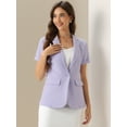 thumbnail image 3 of DARING DIVA Women's Short Sleeve Blazer Button Office Suit Jacket S Purple, 3 of 6