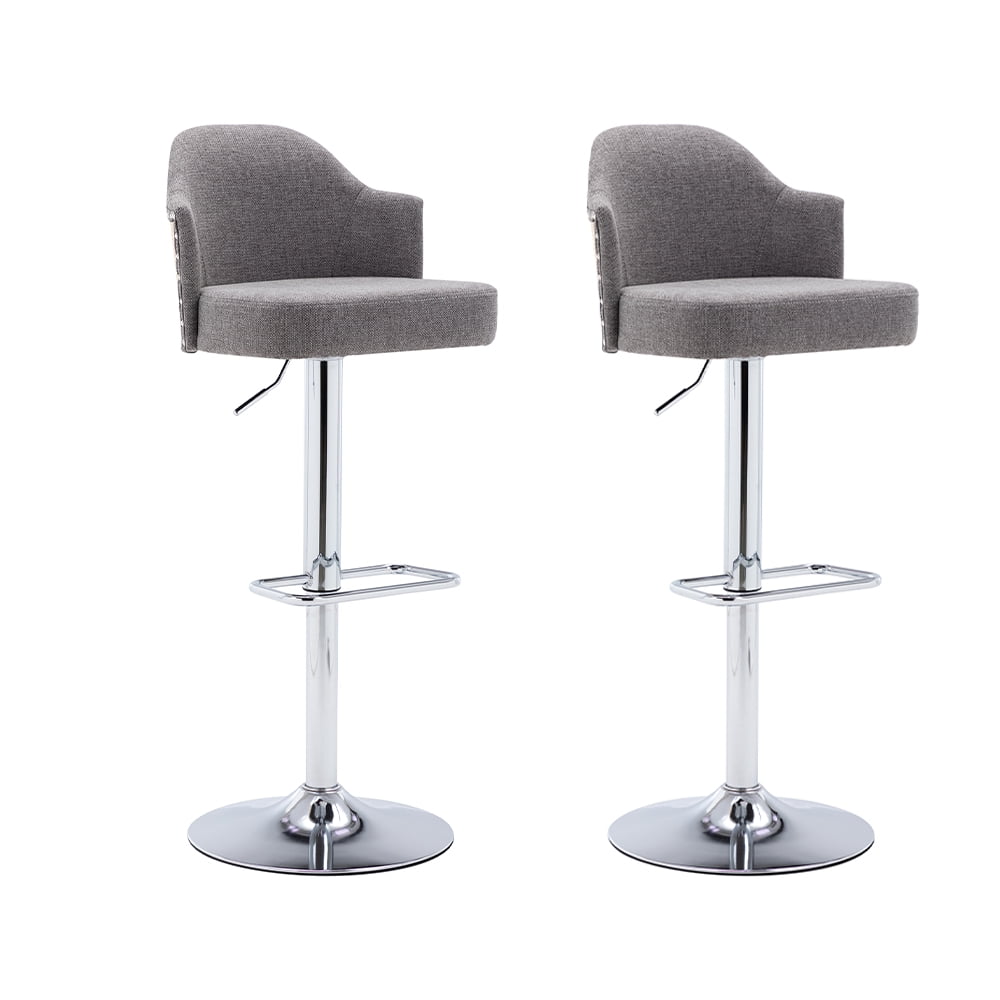 Gplesas Barstools Swivel Barstool Adjustable Bent Wood Back Upholstered Chairs Set Of 2 Kitchen