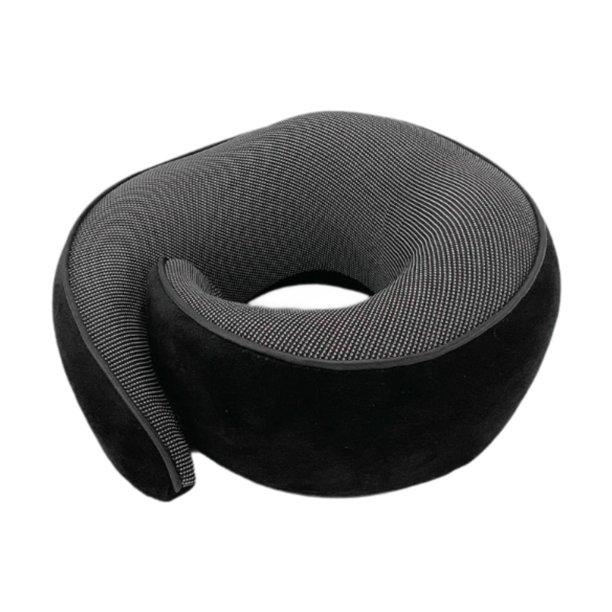 Almohada de viaje en forma de U, ergonómica, cómoda, transpirable, para el cuello Negro