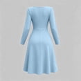 thumbnail image 5 of Fall Long Sleeve Dresses for Women Elegant V Neck Twist Front Waist Casual Midi Party Formal Wedding Guest Dress,Sizes S-2XL, 5 of 9