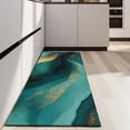 thumbnail image 4 of Teal and Gold Marble Flow Lines Pattern Kitchen Rug Mat,Kitchen Runner Rugs Non Skid Washable,Decorative Kitchen Floor Mats for Kitchen,Sink,Laundry,17"X47", 4 of 5