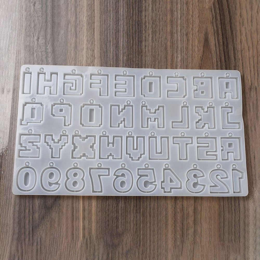 3pcs Letter & Number Silicone Molds Quicksand Molds Shaker Molds Resin Casting Molds White 196x342x9mm Hole: 3mm Inner Diameter: 43~44x13~35mm