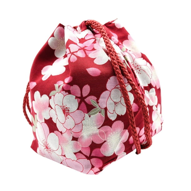 Portable Japanese Drawstring Bag Women Packet Jewelry Purse Red