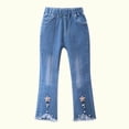 thumbnail image 5 of SDNall Kids Girls Bell Bottom Jeans Lace Hem Flare Denim Pants Fashion Cute Sweet Boe Flared Pants Trousers Jeans Pants Age:3-4Years, 5 of 9