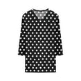 thumbnail image 4 of Dasayo 3/4 Sleeve Tops for Women Trendy Black Loose Fit V-Neck Polka Dot Blouses Womens T Shirts L, 4 of 5