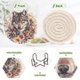 thumbnail image 4 of Gray Wolf in Flowers Watercolor Drinking Coasters Cup Mat with Holder for Kitchen Cafe Bar 6 Packs, 4 of 7
