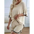 thumbnail image 6 of Womens Lounge Sets 2 Piece Outfits Short Sleeve Pullover Tops Wide Leg Pants Summer Travel Outfits White L, 6 of 9