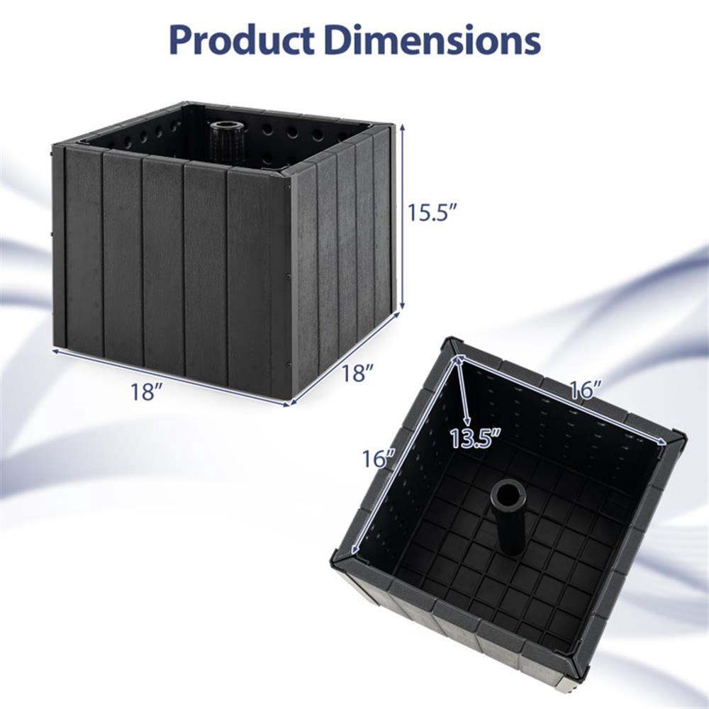 Spaco 2-in-1 Outdoor Umbrella Base Planter Patio Umbrella Stand with Flower Box, Outdoor Umbrella Stand, Patio Umbrella Stands & Bases, Deck Umbrella Stand-Black