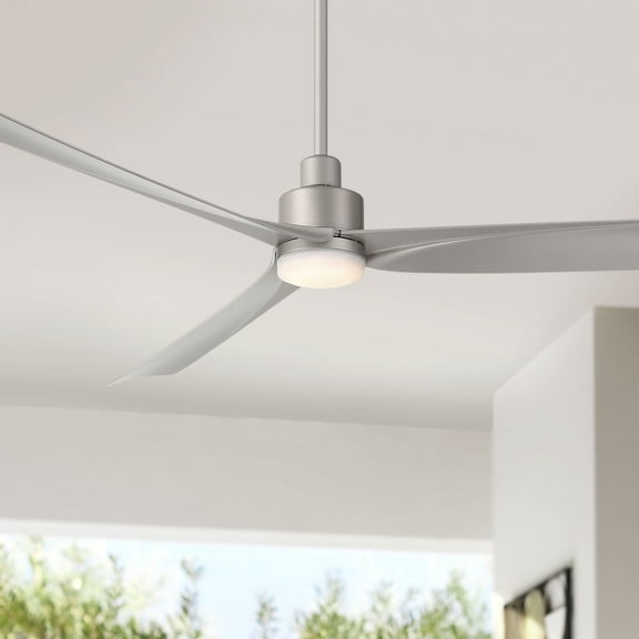 Casa Vieja 60" Sailplane Modern Indoor Outdoor Ceiling Fan 3 Blade LED Light Remote Control Silver Finish Bedroom Patio Damp Rated