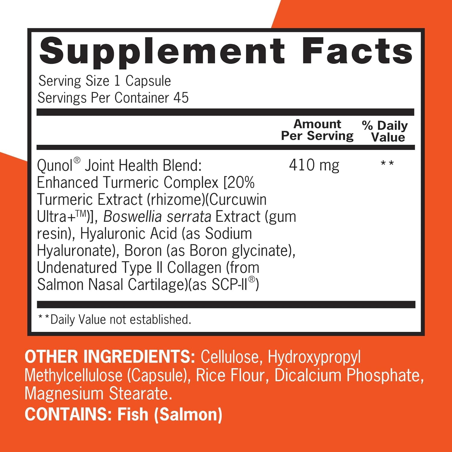 Qunol Joint Comfort Capsules, 410mg Turmeric, Dietary Supplement, 45 Count