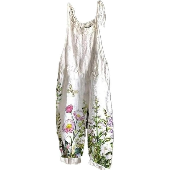 Summer fashion women's jumpsuit flower print retro jumpsuit suspender sleeveless jumpsuit