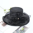 thumbnail image 2 of OOOUM Elegant Summer Church Hats Hat For Women Sheer Organza Ruffle Wide Brim Sun Hat Wedding Tea Party Occasion Sun Hat Black, 2 of 3