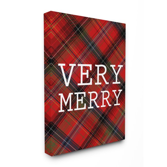The Stupell Home Decor Collection Very Merry Christmas Tartan Oversized