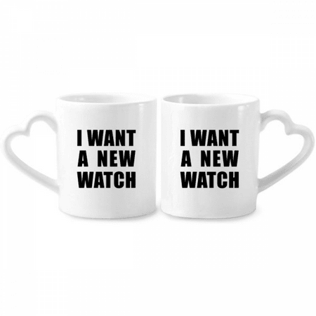

I Want A New Watch Couple Porcelain Mug Set Cerac Lover Cup Heart Handle