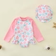thumbnail image 2 of Sombreros de Verano para Niñas con Traje de Baño Combinado Impreso Conjunto de Dos Piezas para la Playa, la Natación en Interiores Y las Vacaciones, 2 of 8