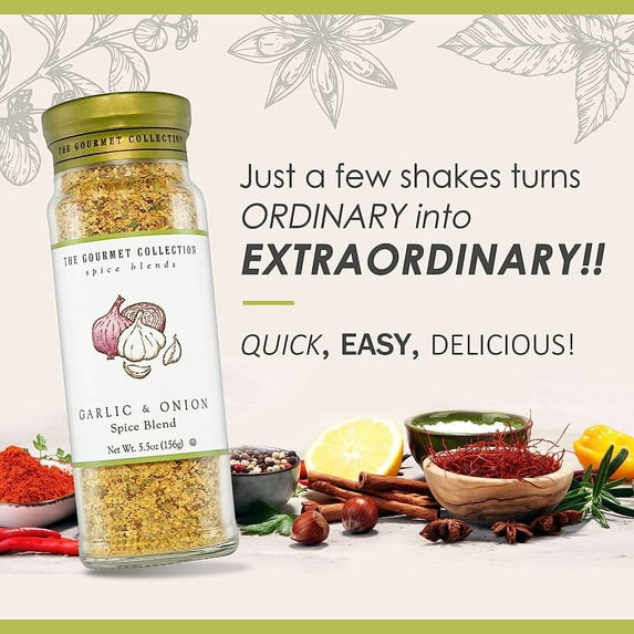 Garlic Powder Seasonings for Cooking - the Gourmet Collection Spice Blends Garlic Onion Spice Blend w/15 Spices - Chicken Burger Vegetable Seasoning!