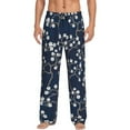 thumbnail image 2 of Picia Cherry Blossoms on Navy Background Mens Soft Woven Cotton Elastic Waistband Sleep Pajama Pant Lounge Sleep Pant With Pockets And Drawstring-Small, 2 of 9