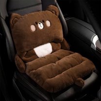xaoyunyn Soft Flannel Winter Car Seat Cushion with Cute Pattern,Full Support Integrated Design,Easy to Install and Clean,Suits Sedan SUV Truck,80x47cm,Brown