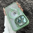 thumbnail image 1 of Étui Transparent Magnétique Antichoc Magsafe pour Film de Lentille en Verre pour APPLE iPhone 15 16 14 13 12 Pro Max 16 15 Plus Protection Vert Clair pour iPhone12ProMax, 1 of 6
