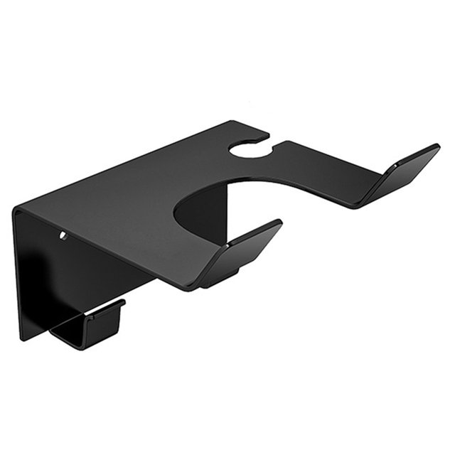 Elegante soporte de secador de pelo negro montado en la pared para un diseño duradero de acero inoxidable