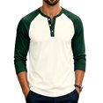thumbnail image 6 of IAJDKMEK Men's Henley Shirts - Long Sleeve Color Block Raglan Casual Top with Soft Fabric for Daily Style,Beige L, 6 of 7