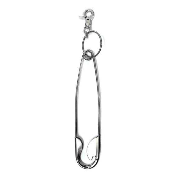 Punk Big Stainless Steel Safety Pin Metal Pendant Keychain For Women Men Harajuku Cool Hip Hop Key Chain Jeans Accessories