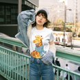 thumbnail image 2 of Women's Halloween T-Shirt Giraffe and Sloth Print Graphic Cozy Cute Short Sleeve Cotton Tee Halloween Novelty Tee Top, 2 of 9