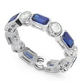 thumbnail image 2 of 5.00 Carat Genuine Diamond Blue Sapphire Gemstone Anniversary Eternity Bands for Women Solid 14K White Gold Size 4.5 by Diamond-Capitals, 2 of 8