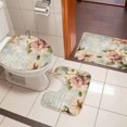 thumbnail image 4 of Farmhouse Pink Floral Bath Mat 3 Piece Bathroom Rug Set, Spring Vintage Botanical Flowers Non Slip Bath Rug Contour Mat and Toilet Lid Cover, Absorbent Shower Mats Soft Bath Rugs and Mats Sets, 4 of 8