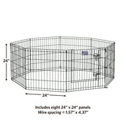 MidWest Homes for Pets 24-Inch Exercise Pen, for Indoor and Outdoor Use, 16 Sq Feet of Play, Single Door Folding Dog Pen, with Large Door Opening & Secure Latch, Easy to Set Up, Foldable Dog Playpen