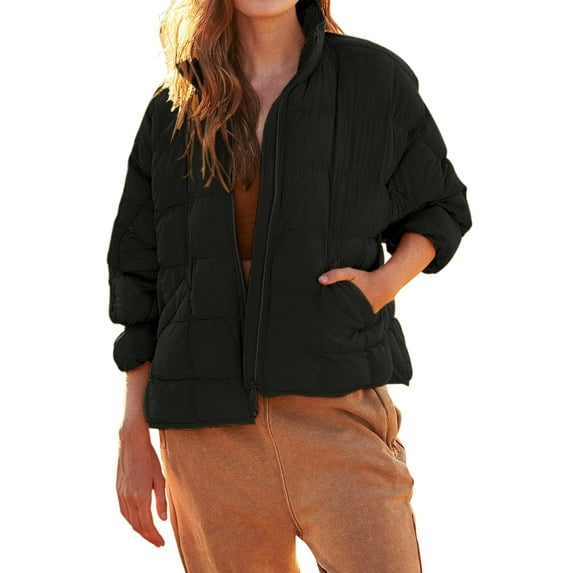 Sherrylily Women Lightweight Long Sleeve Zip Jacket Short Winter Coat