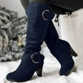 thumbnail image 5 of Rotm Women Boots Womens Slouch Boots, Flat Heels Mid Wide Calf Zipper Ladies Fall Winter Fashion Boots Navy,Size 6, 5 of 7